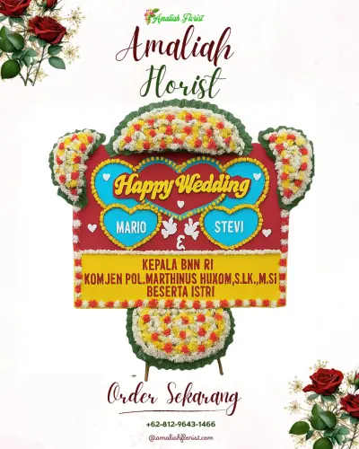 Karangan Papan Bunga Pernikahan di Sudikampiran
